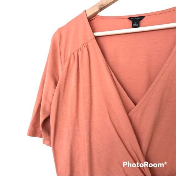 Ann Taylor Layered Look Short Sleeve T-Shirt | Knot Front - Picture 3 of 8